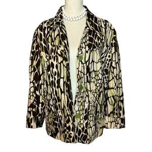 Bob Mackie Studio Animal Print Linen Jacket Size: 14